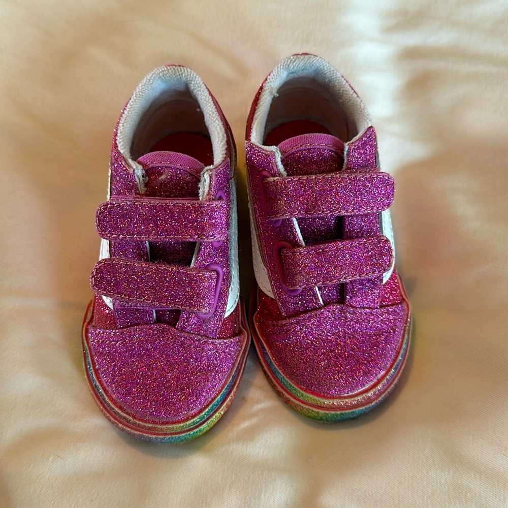 VANS baby/toddler glitter rainbow shoes size 5.5 EUC